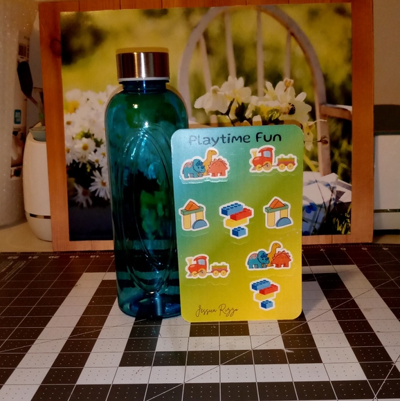 Playtime Fun Sticker Sheet With 25 Fl Oz Water Bottle - Picture 4 of 5